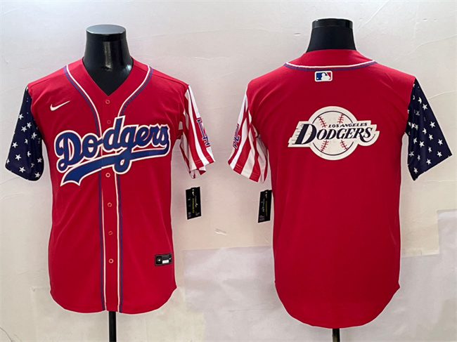 Men's Red Los Angeles Dodgers Team Big Logo Limited Stitched Baseball Jersey 002